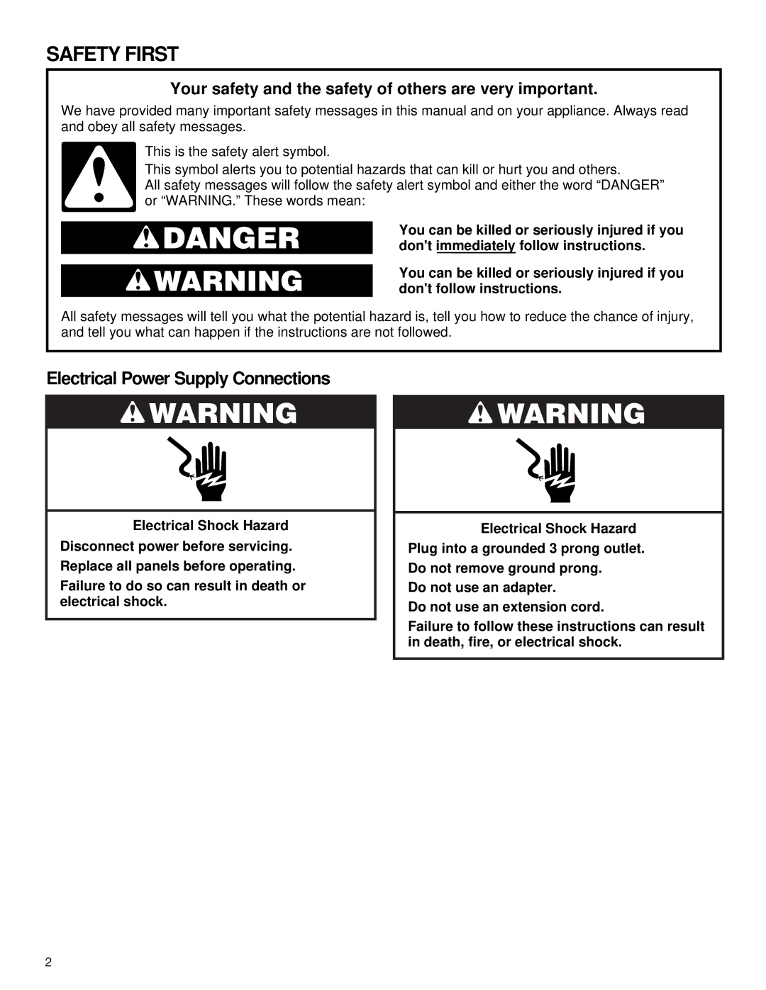 KitchenAid KSRA22FK manual Safety First, Electrical Power Supply Connections 