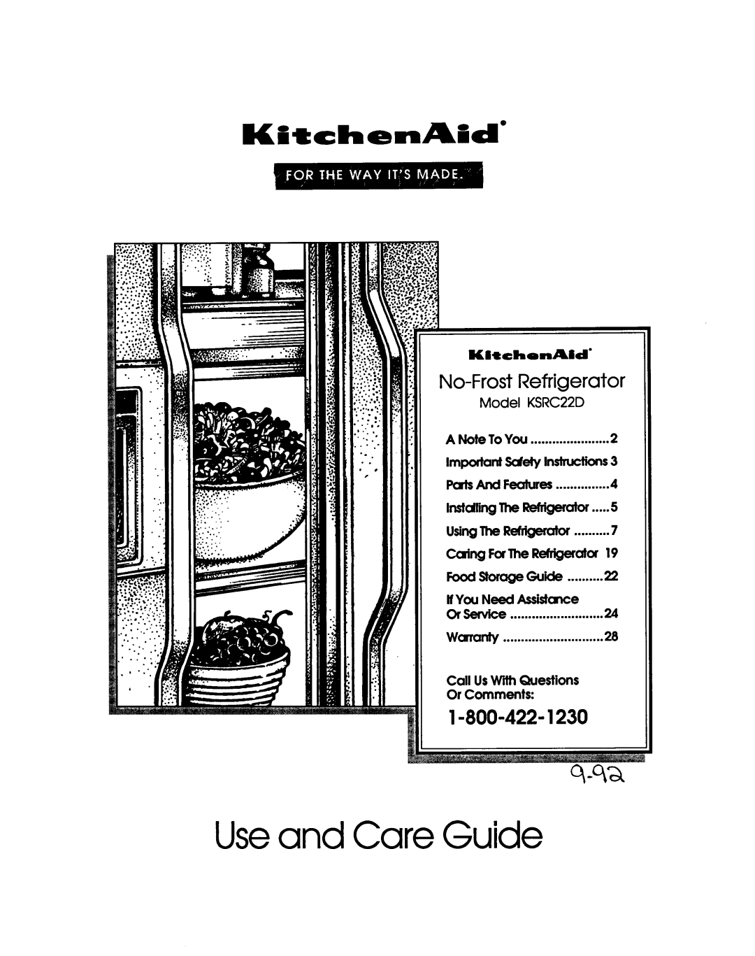 KitchenAid KSRC22D manual 
