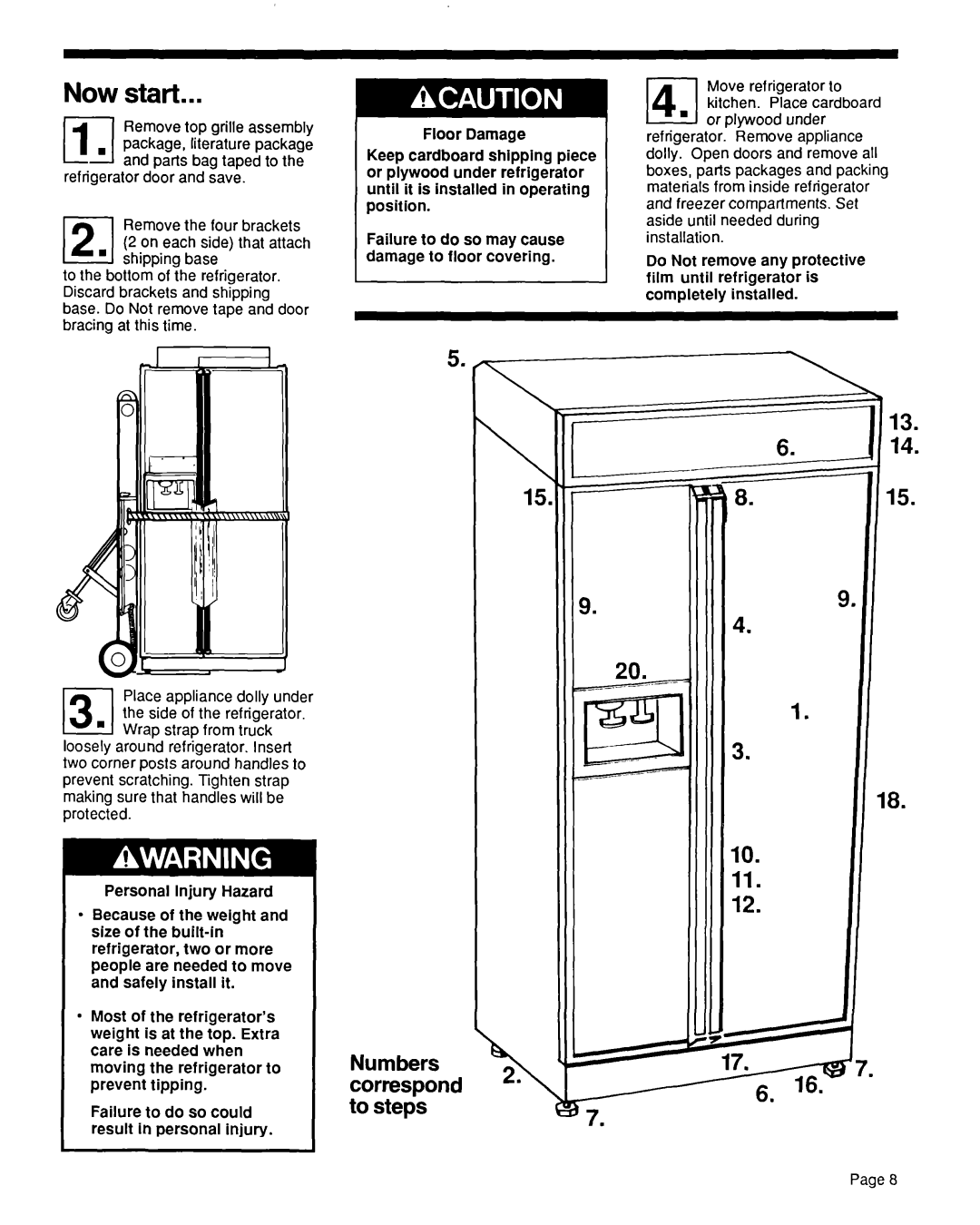 KitchenAid KSRF36DT manual Now start, 8.15, Numbers correspond to steps 