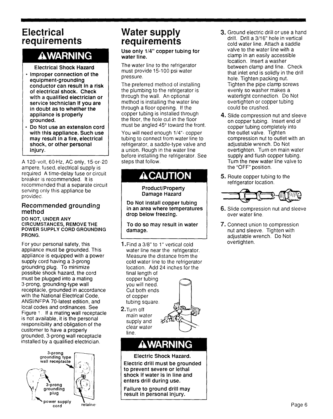 KitchenAid KSRF42DT installation instructions Electrical requirements, Recommended grounding method 