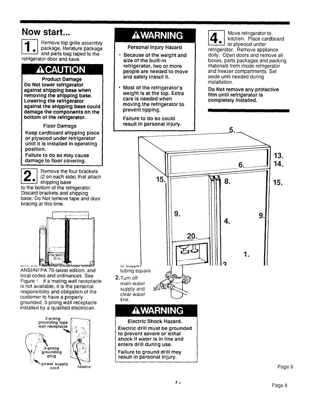 KitchenAid KSRF42DT installation instructions Now start, Numbers correspond to steps 