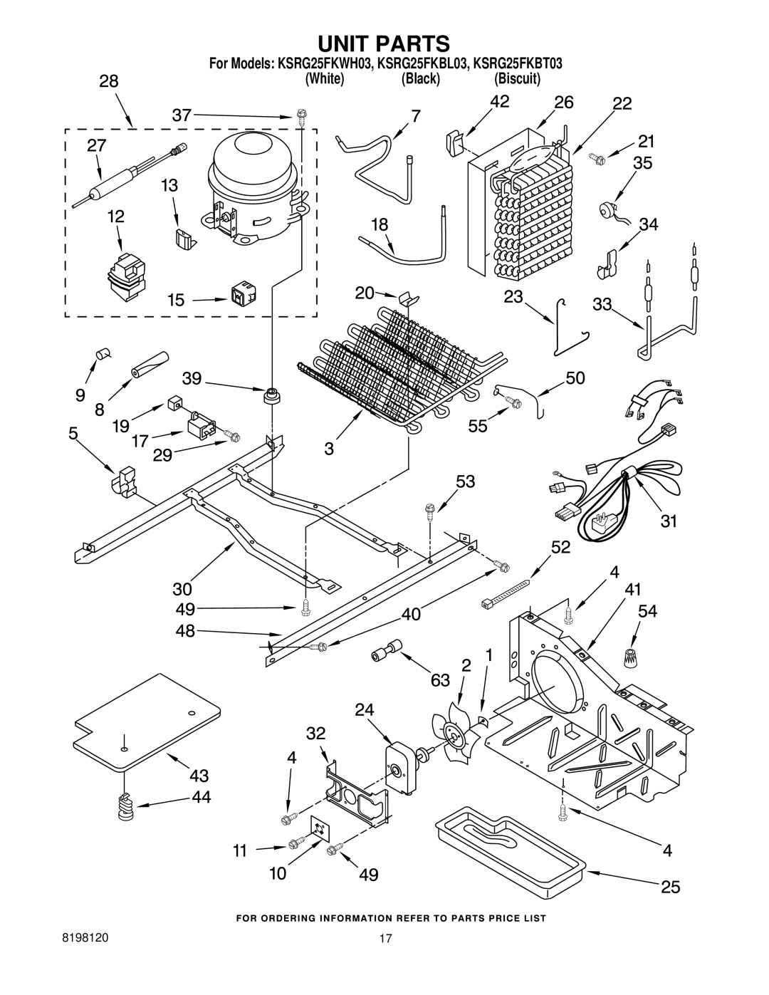 KitchenAid KSRG25FKWH03, KSRG25FKBL03, KSRG25FKBT03 manual Unit Parts 