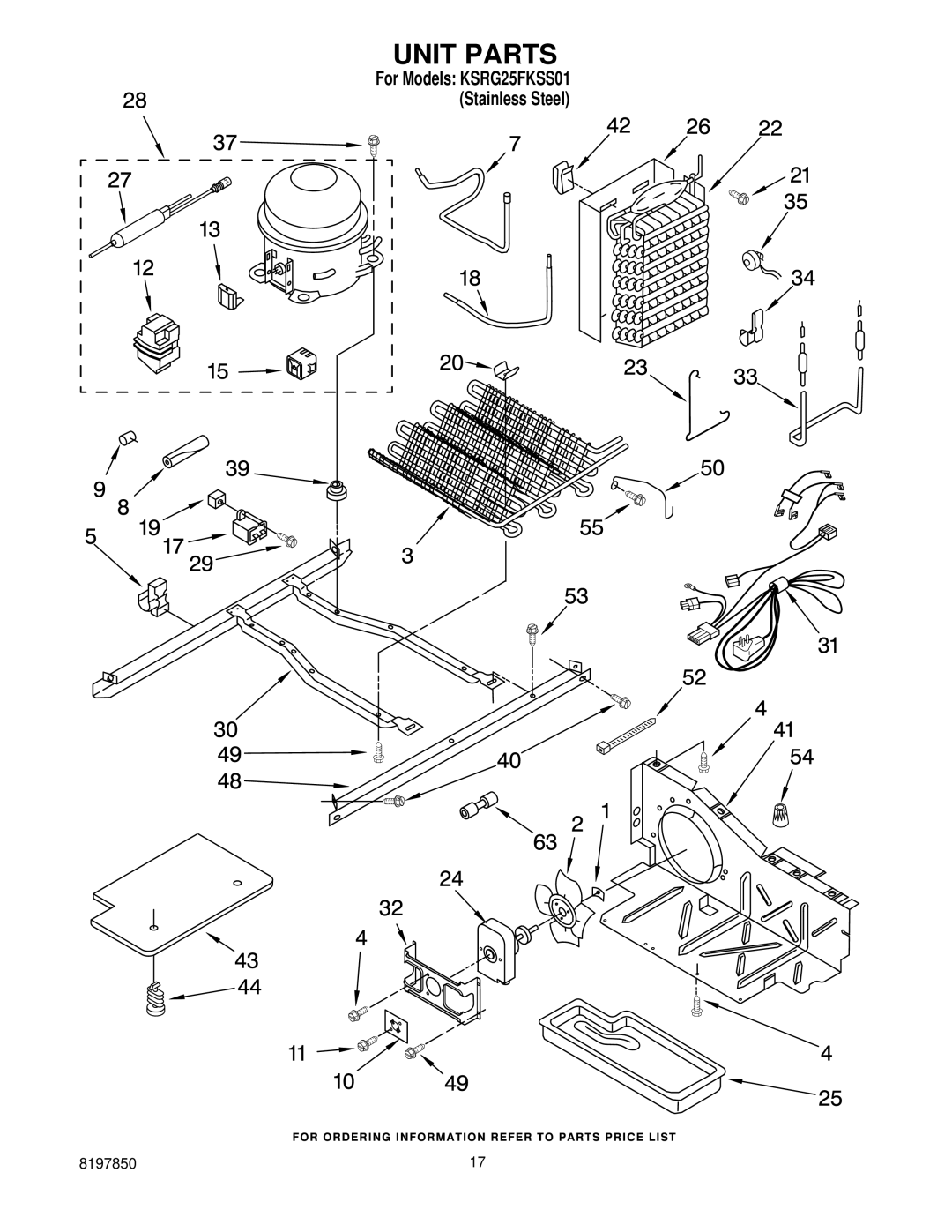 KitchenAid KSRG25FKSS01 manual Unit Parts 