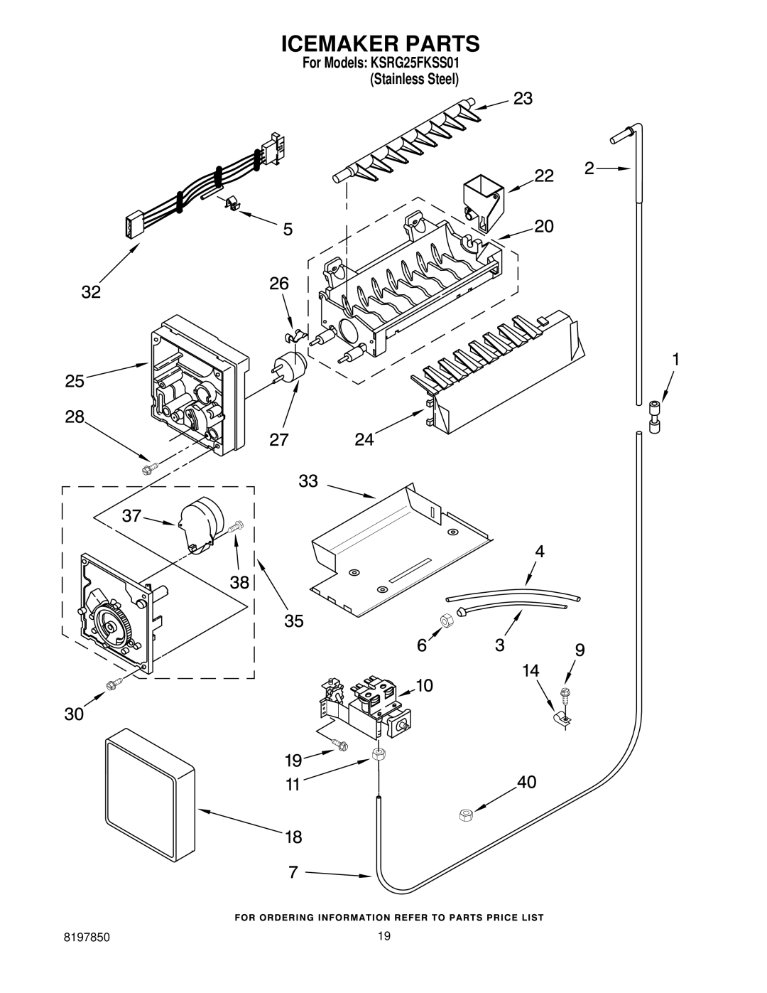 KitchenAid KSRG25FKSS01 manual Icemaker Parts 