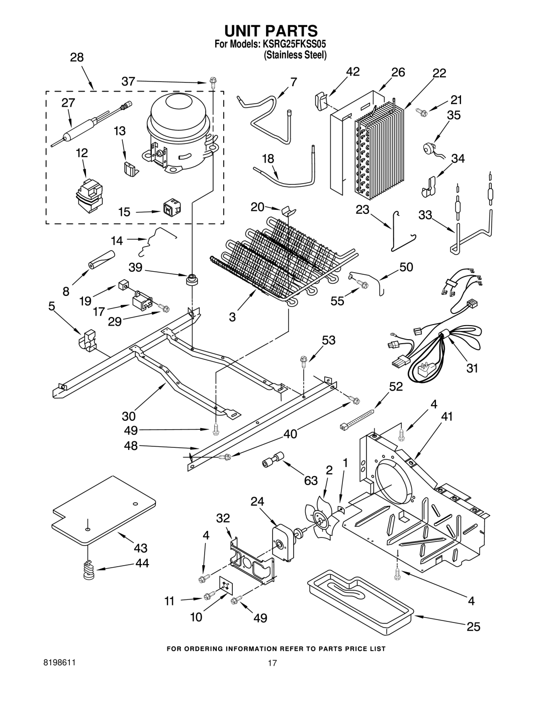 KitchenAid ksrg25fkss05 manual Unit Parts 