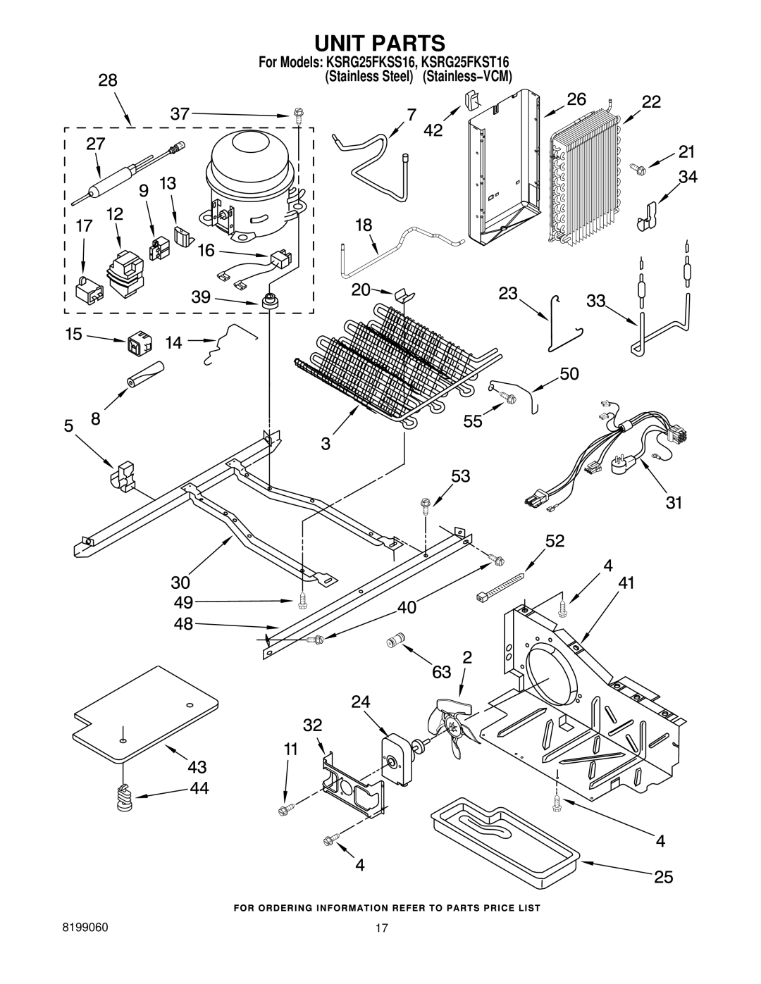 KitchenAid KSRG25FKST16, KSRG25FKSS16 manual Unit Parts 