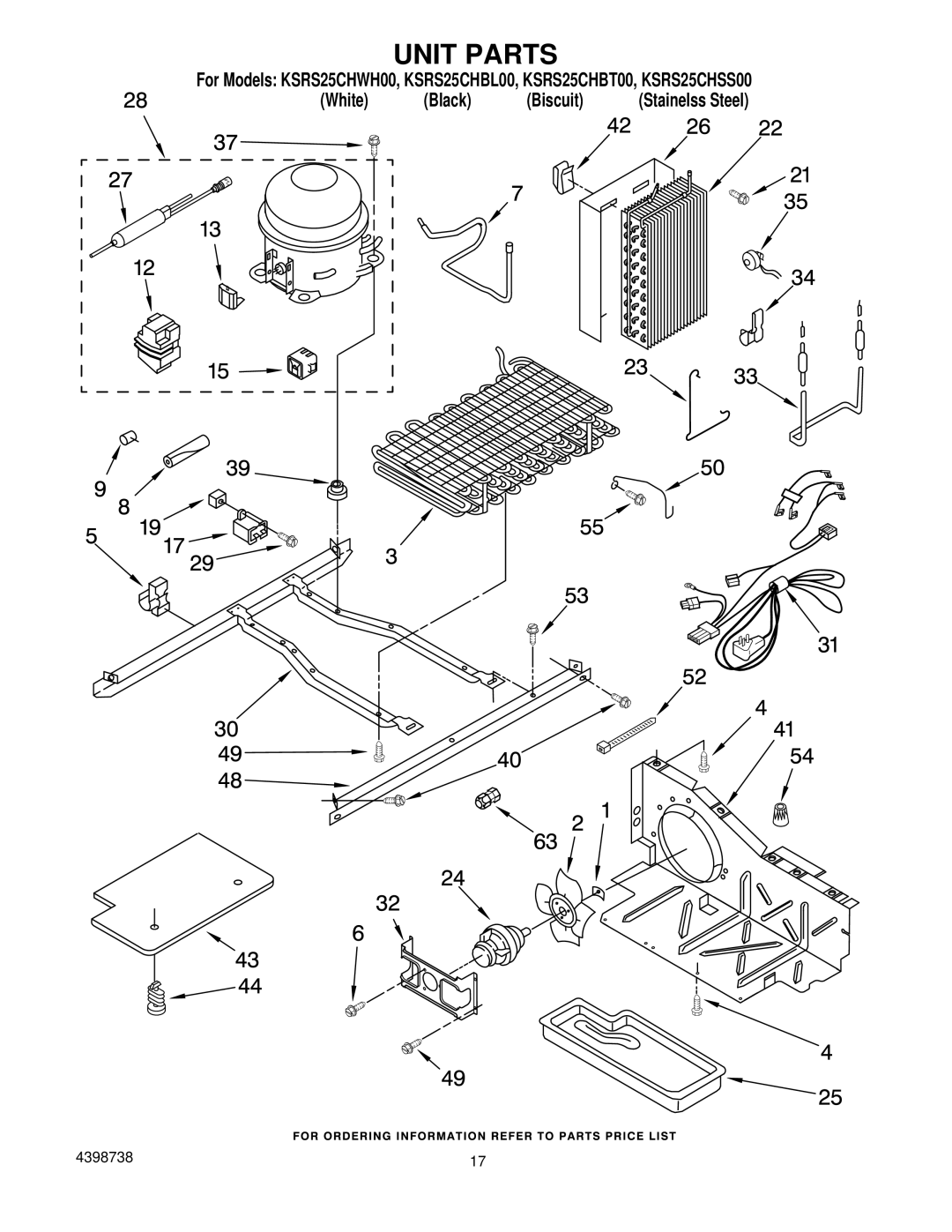 KitchenAid KSRS25CHBT00, KSRS25CHSS00, KSRS25CHWH00, KSRS25CHBL00 manual Unit Parts 