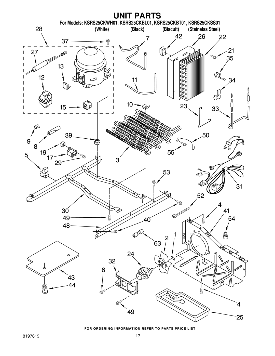 KitchenAid KSRS25CKSS01, KSRS25CKBT01, KSRS25CKBL01, KSRS25CKWH01 manual Unit Parts 