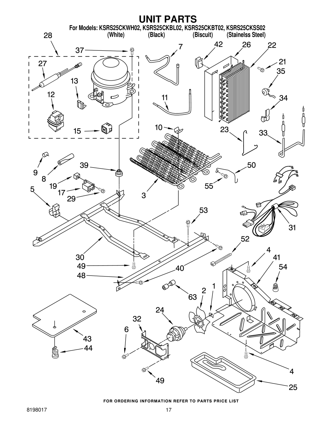 KitchenAid KSRS25CKSS02, KSRS25CKWH02, KSRS25CKBT02, KSRS25CKBL02 manual Unit Parts 