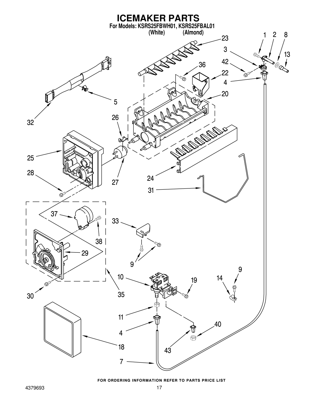 KitchenAid KSRS25FBAL01, KSRS25FBWH01 manual Icemaker Parts 