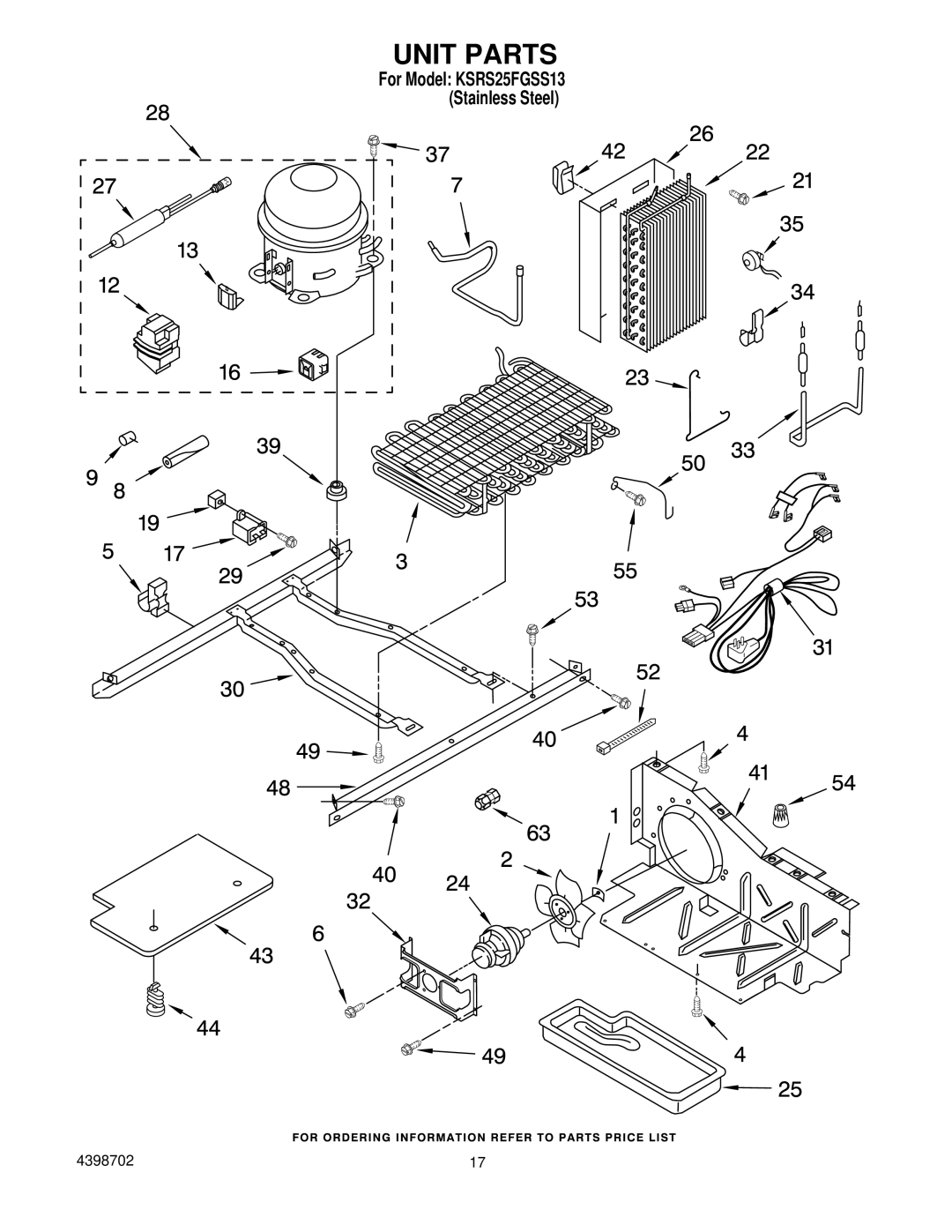 KitchenAid KSRS25FGSS13 manual Unit Parts 