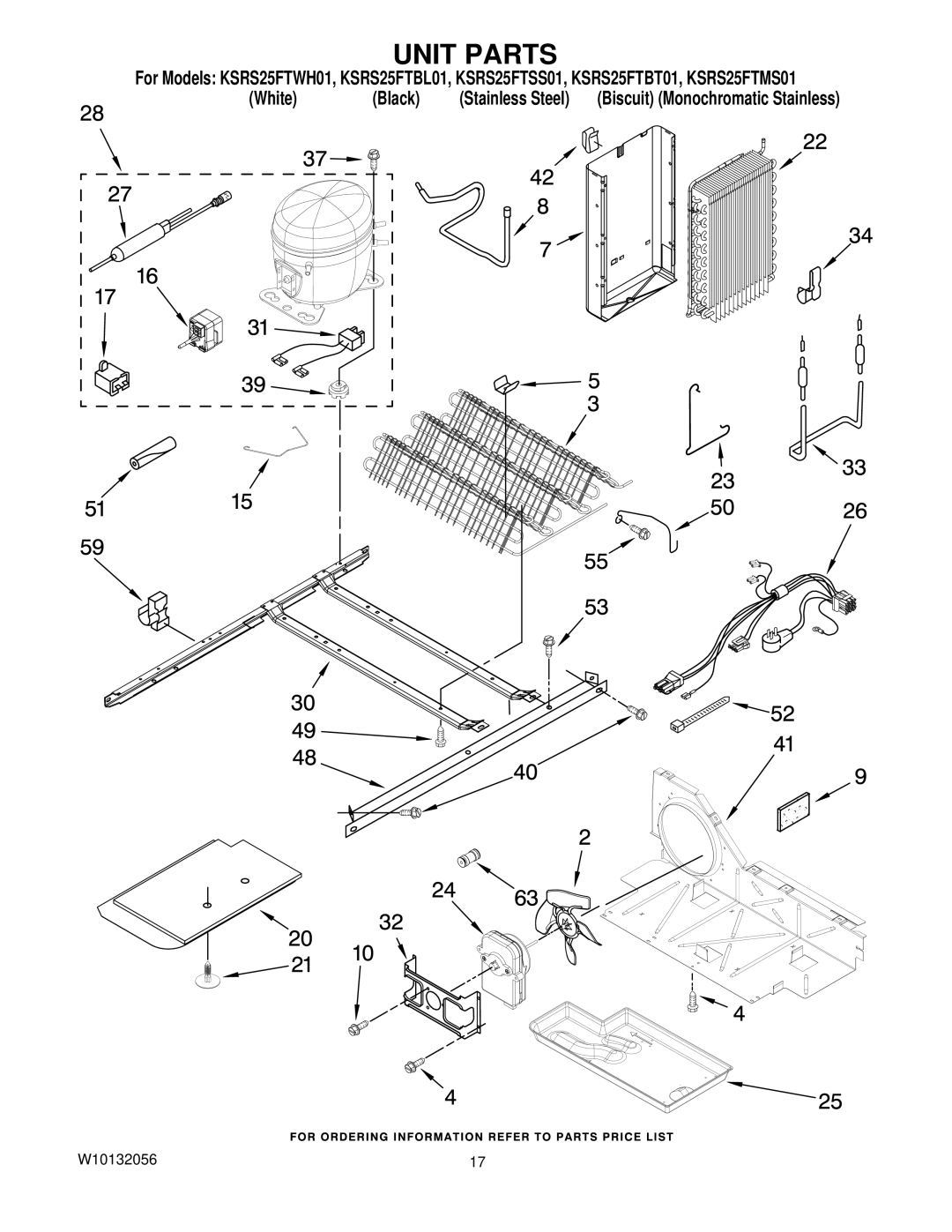 KitchenAid KSRS25FTSS01, KSRS25FTWH01, KSRS25FTBL01, KSRS25FTBT01, KSRS25FTMS01 manual Unit Parts 