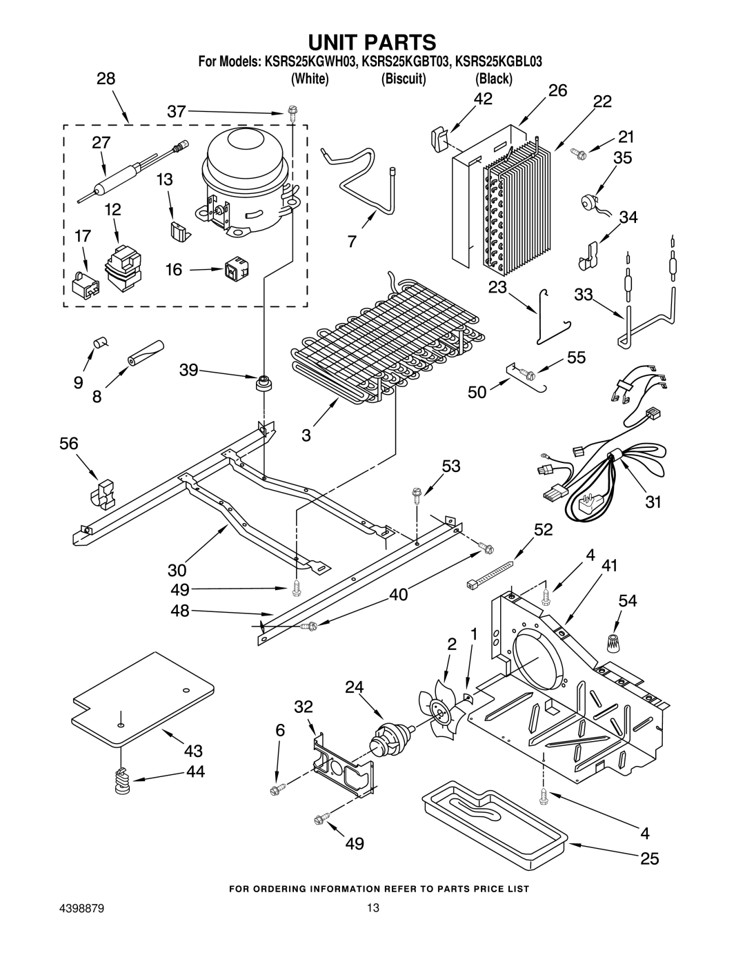 KitchenAid KSRS25KGWH03, KSRS25KGBL03, KSRS25KGBT03 manual Unit Parts 