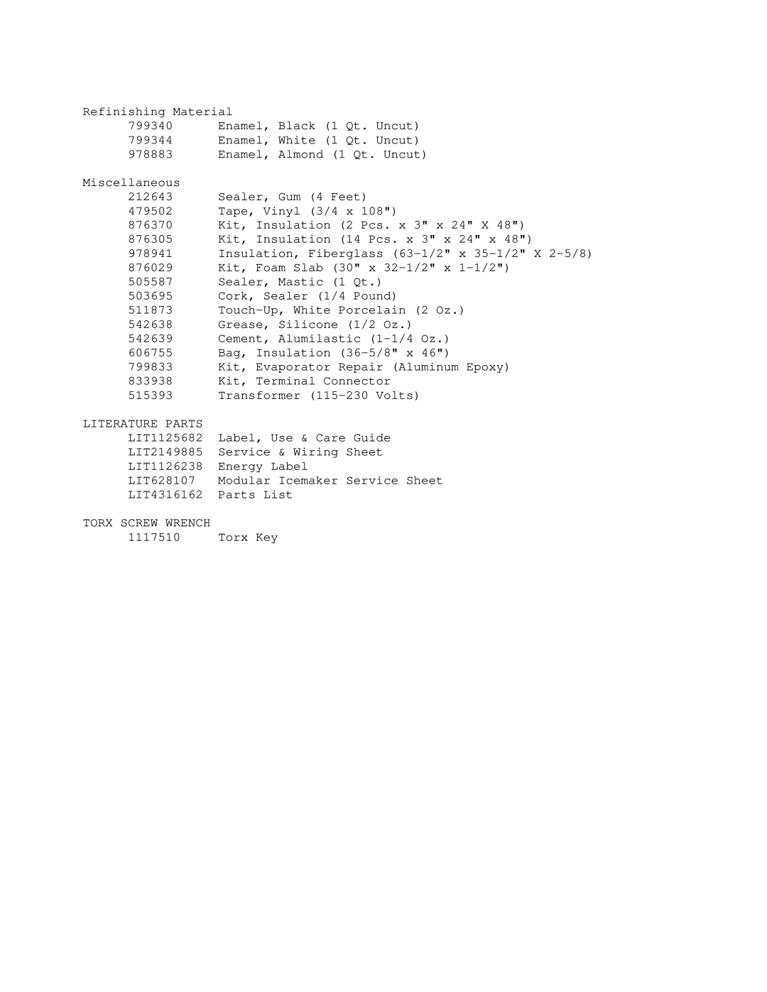 KitchenAid KSRS25QXAL manual Literature Parts 