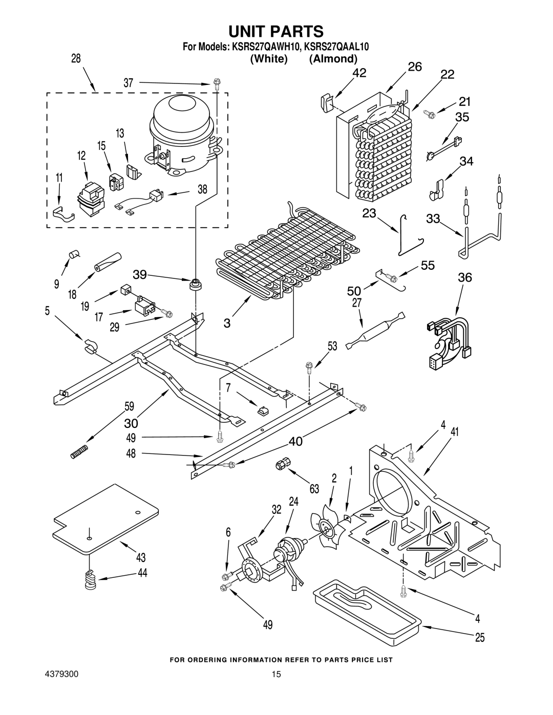 KitchenAid KSRS27QAAL10, KSRS27QAWH10 manual Unit Parts 