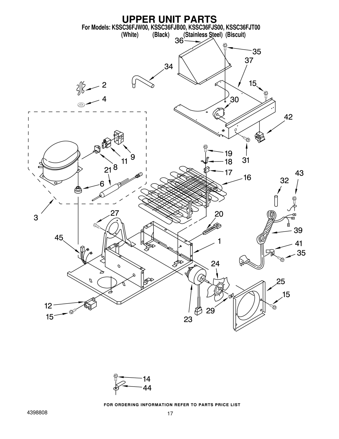 KitchenAid KSSC36FJB00, KSSC36FJT00, KSSC36FJS00, KSSC36FJW00 manual Upper Unit Parts 