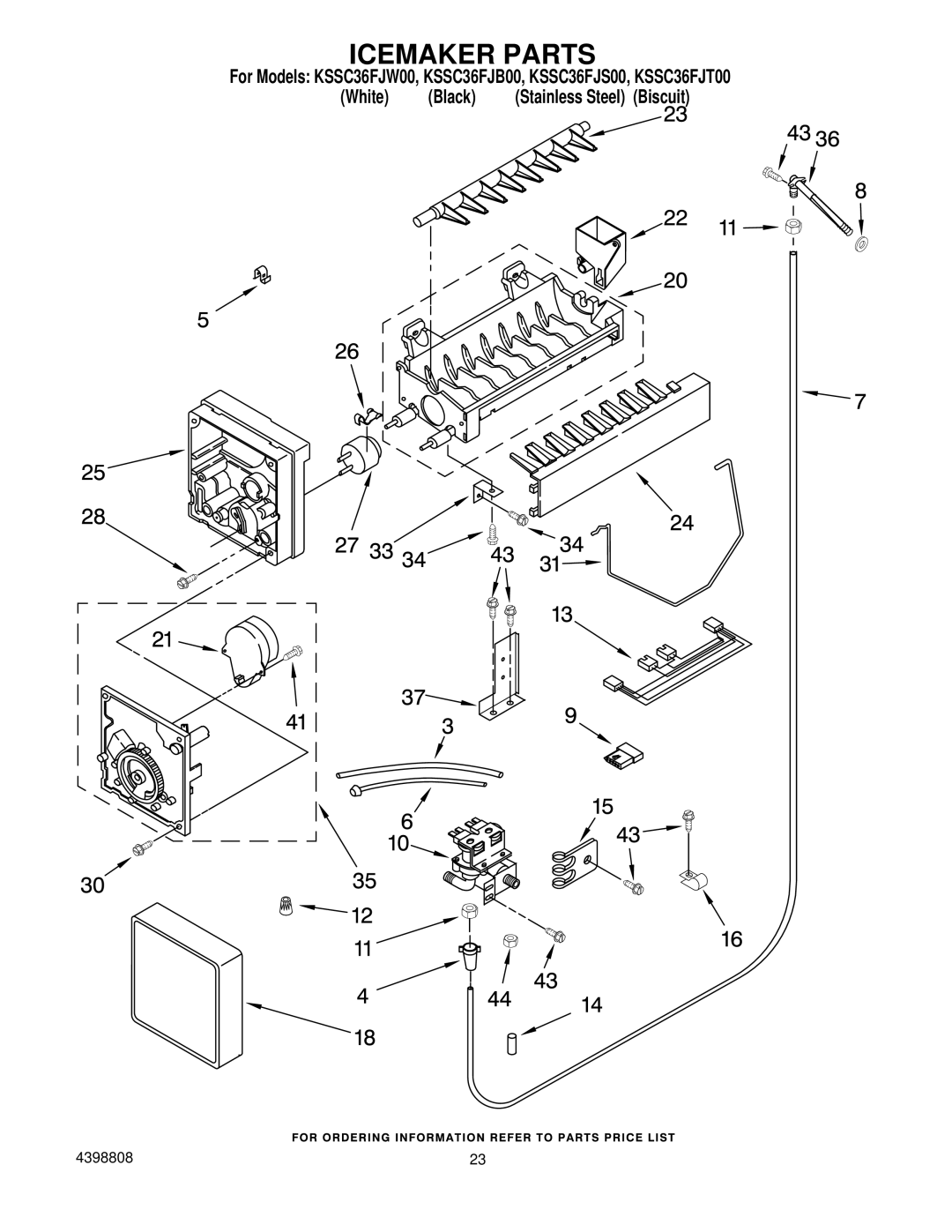 KitchenAid KSSC36FJW00, KSSC36FJT00, KSSC36FJB00, KSSC36FJS00 manual Icemaker Parts 