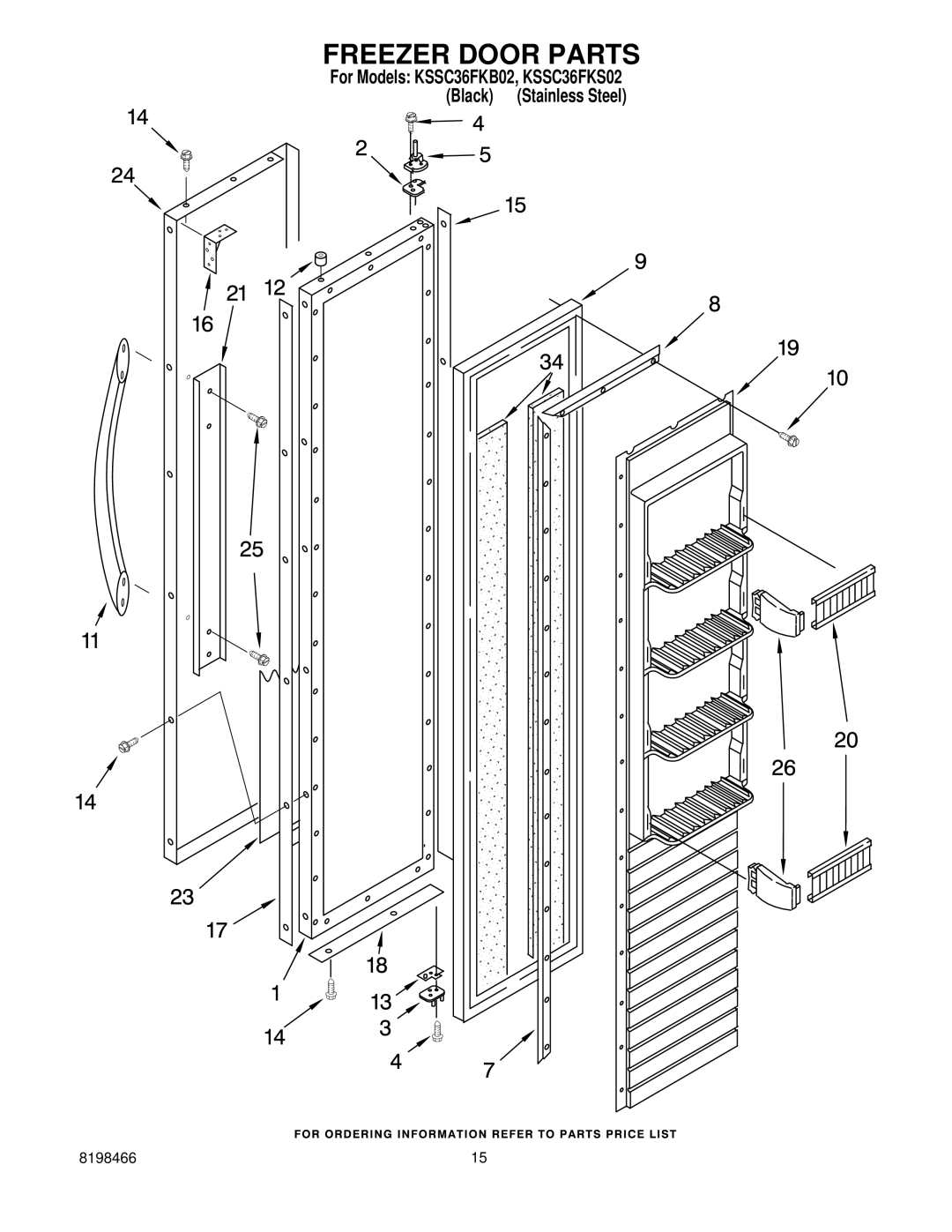 KitchenAid KSSC36FKS02, KSSC36FKB02 manual Freezer Door Parts 