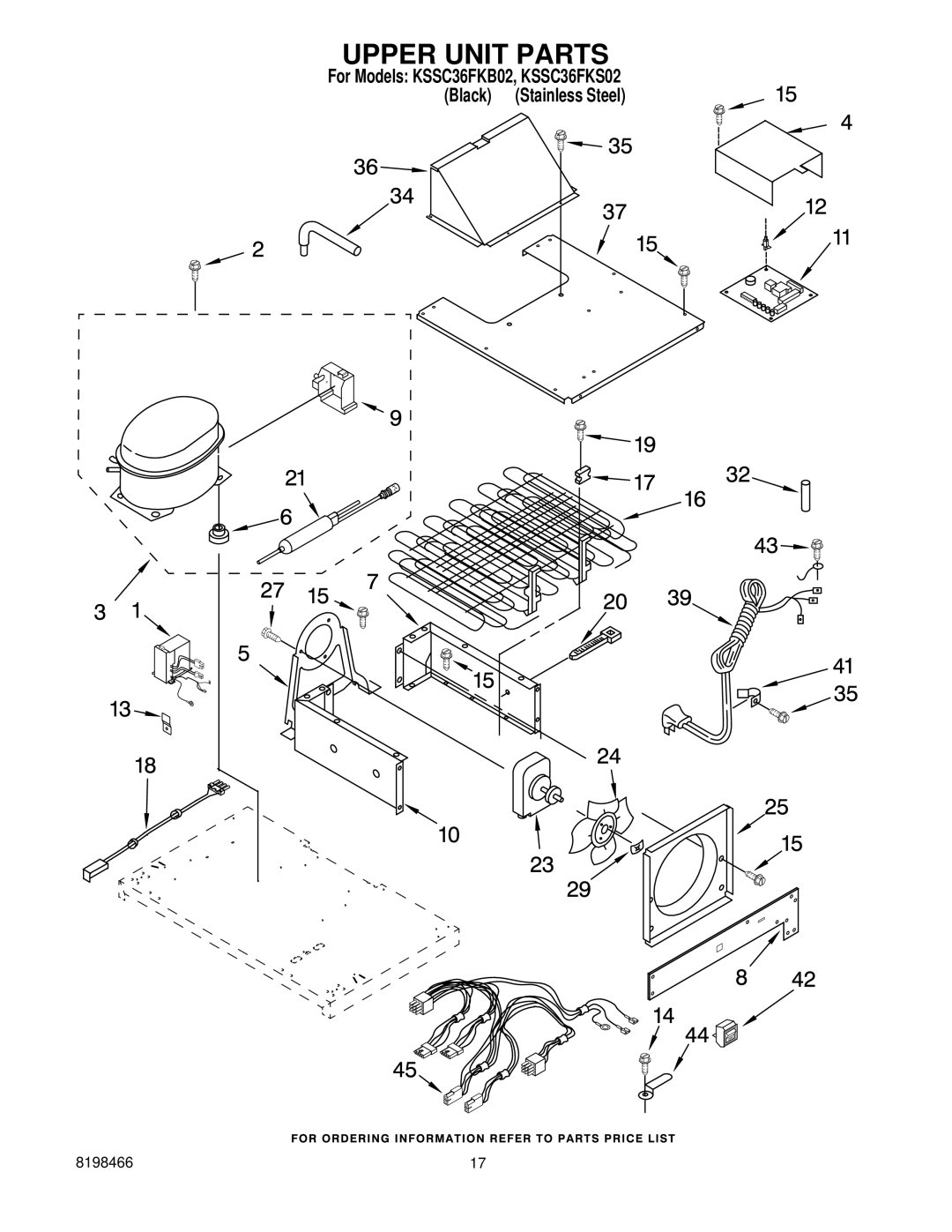 KitchenAid KSSC36FKS02, KSSC36FKB02 manual Upper Unit Parts 