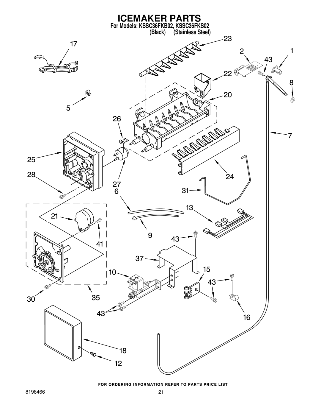 KitchenAid KSSC36FKS02, KSSC36FKB02 manual Icemaker Parts 