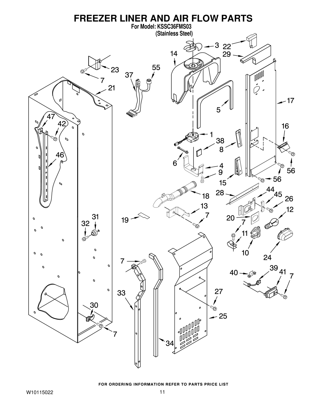 KitchenAid KSSC36FMS03 manual Freezer Liner and AIR Flow Parts 