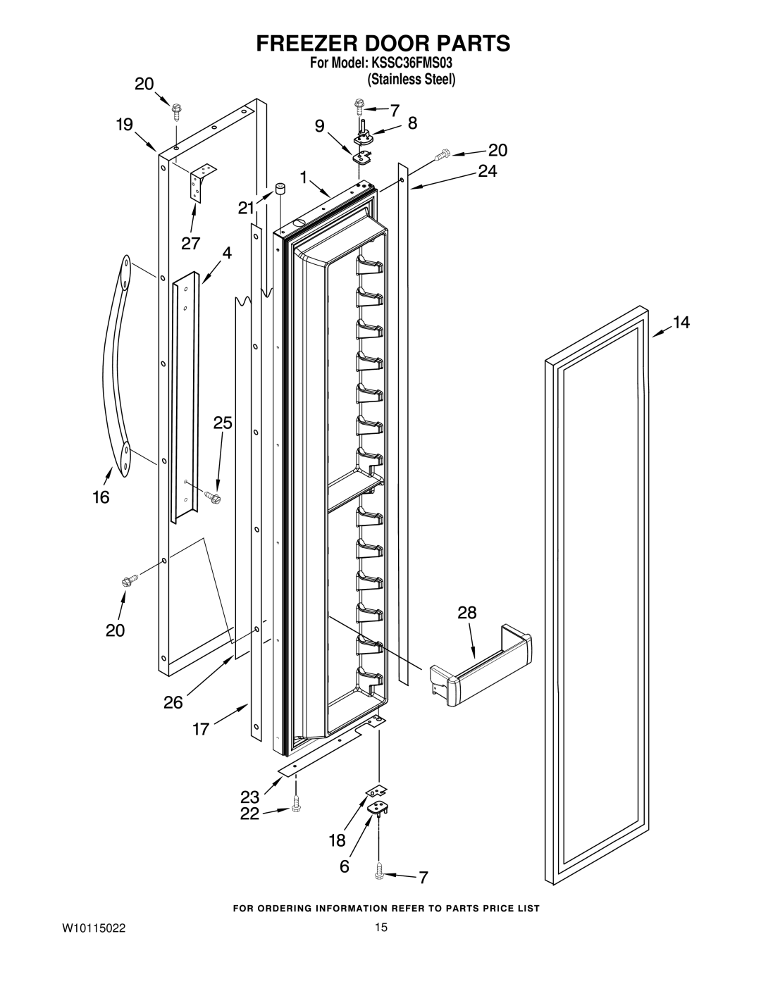 KitchenAid KSSC36FMS03 manual Freezer Door Parts 