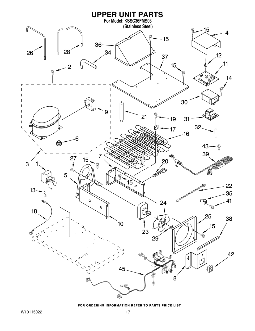 KitchenAid KSSC36FMS03 manual Upper Unit Parts 