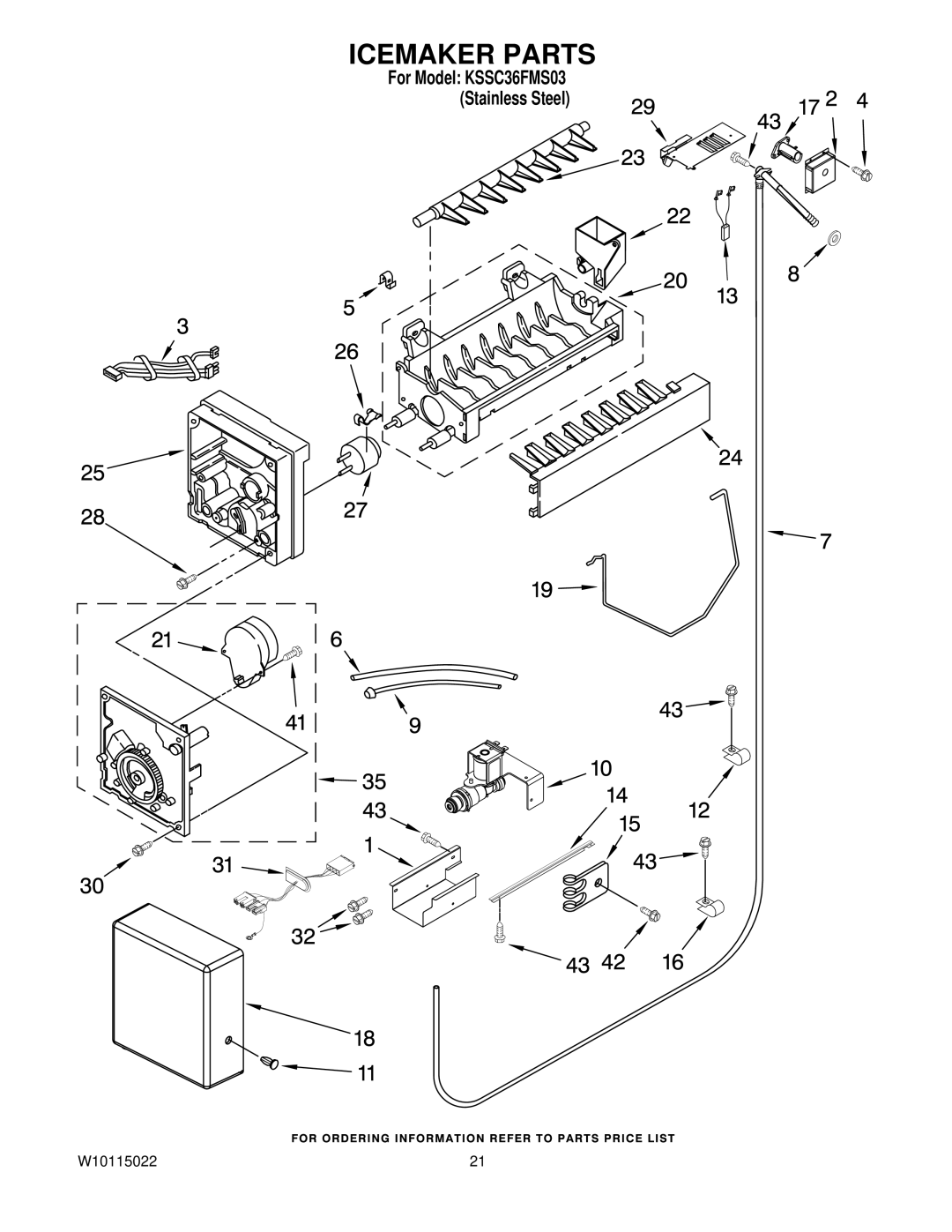 KitchenAid KSSC36FMS03 manual Icemaker Parts 