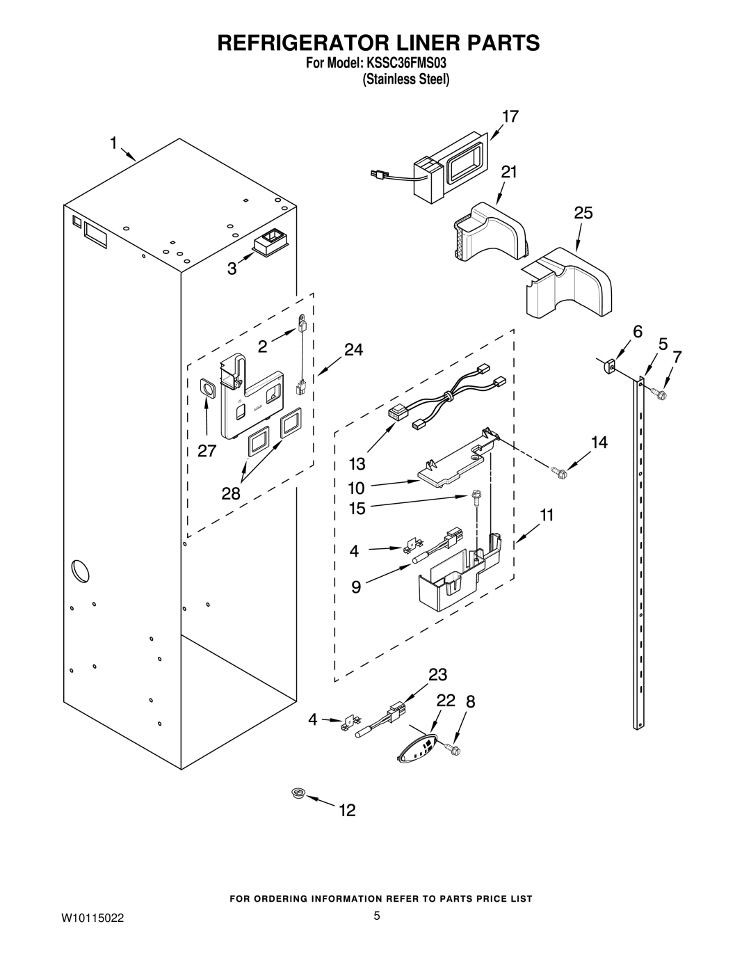 KitchenAid KSSC36FMS03 manual Refrigerator Liner Parts 