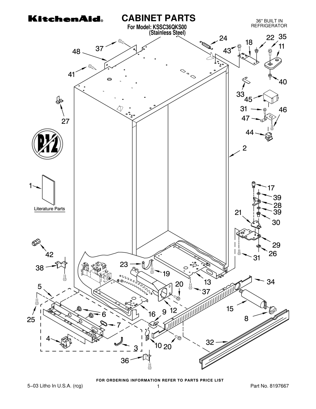 KitchenAid KSSC36QKS00 manual Cabinet Parts 