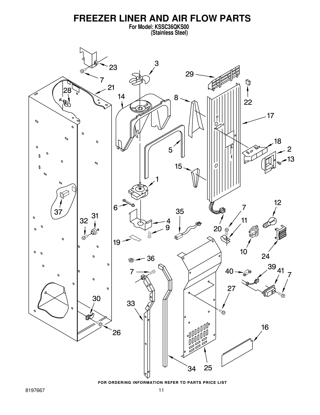 KitchenAid KSSC36QKS00 manual Freezer Liner and AIR Flow Parts 