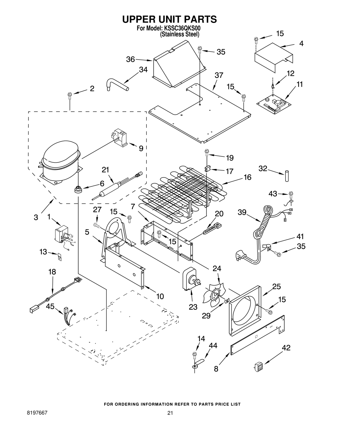 KitchenAid KSSC36QKS00 manual Upper Unit Parts 