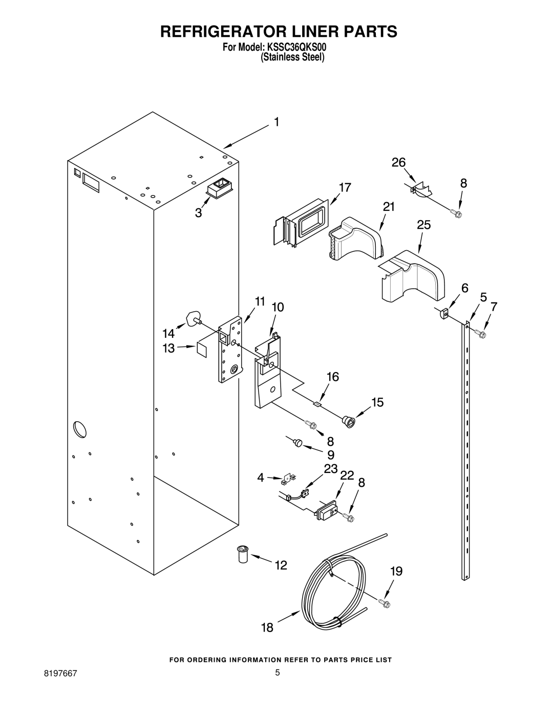 KitchenAid KSSC36QKS00 manual Refrigerator Liner Parts 