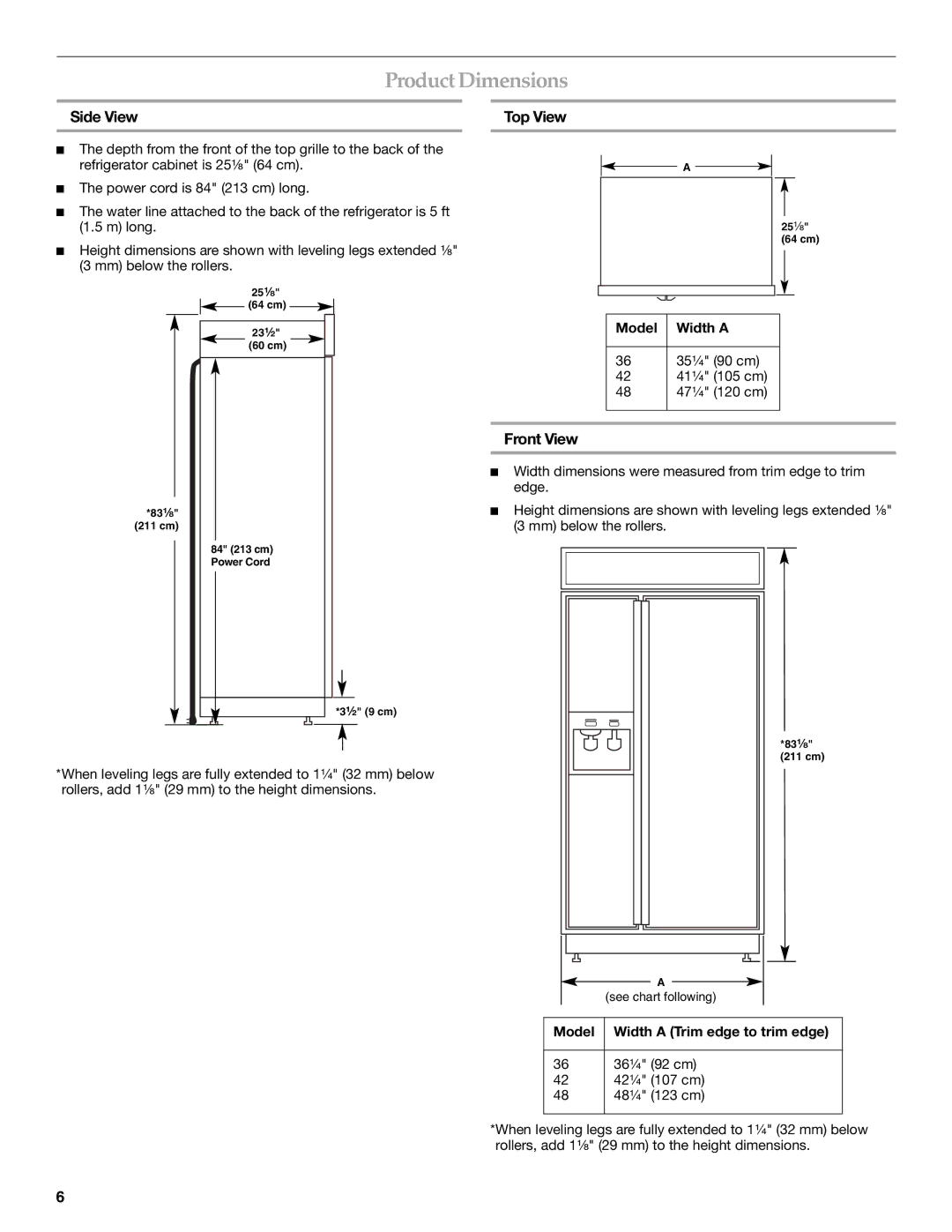 KitchenAid KSSC36QMS, 2309069A manual ProductDimensions, Side View, Top View, Front View 