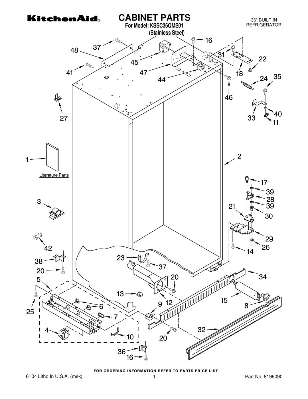 KitchenAid KSSC36QMS01 manual Cabinet Parts 