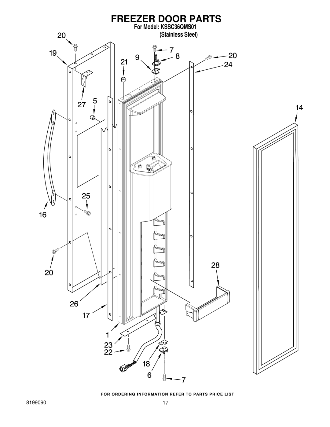 KitchenAid KSSC36QMS01 manual Freezer Door Parts 