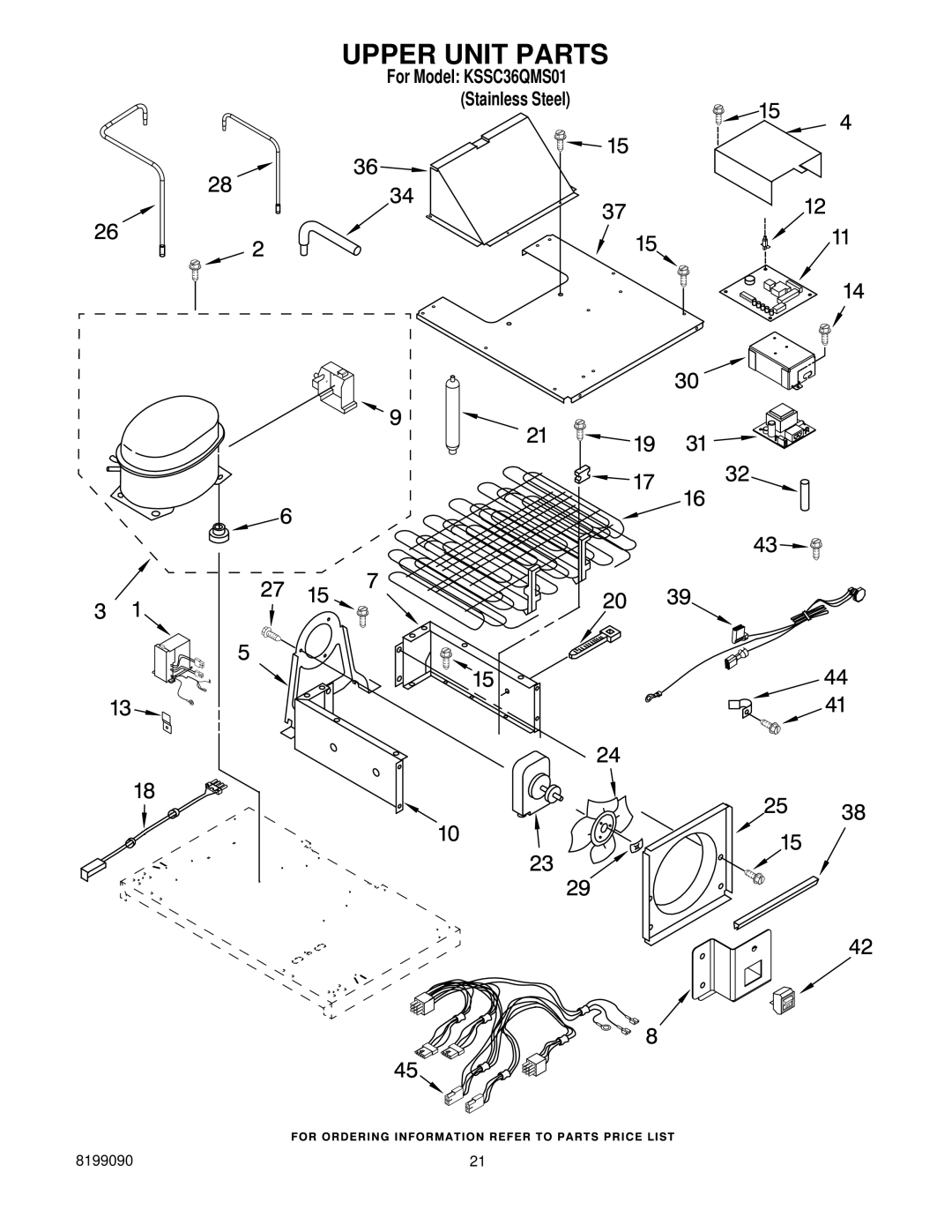 KitchenAid KSSC36QMS01 manual Upper Unit Parts 