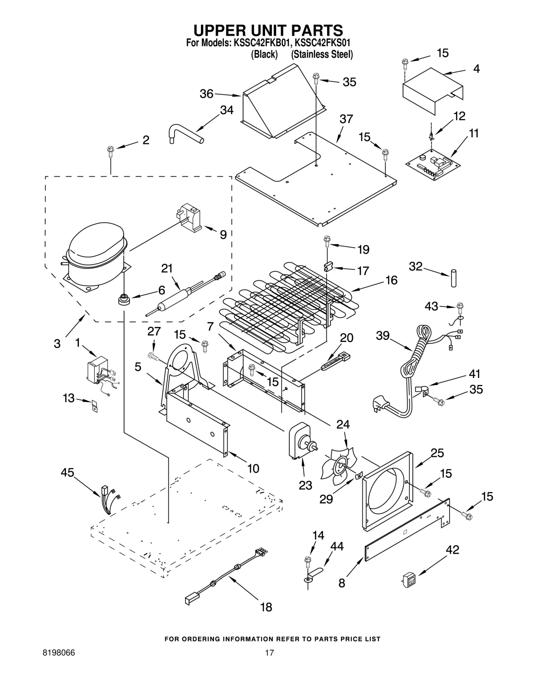 KitchenAid KSSC42FKB01, KSSC42FKS01 manual Upper Unit Parts 