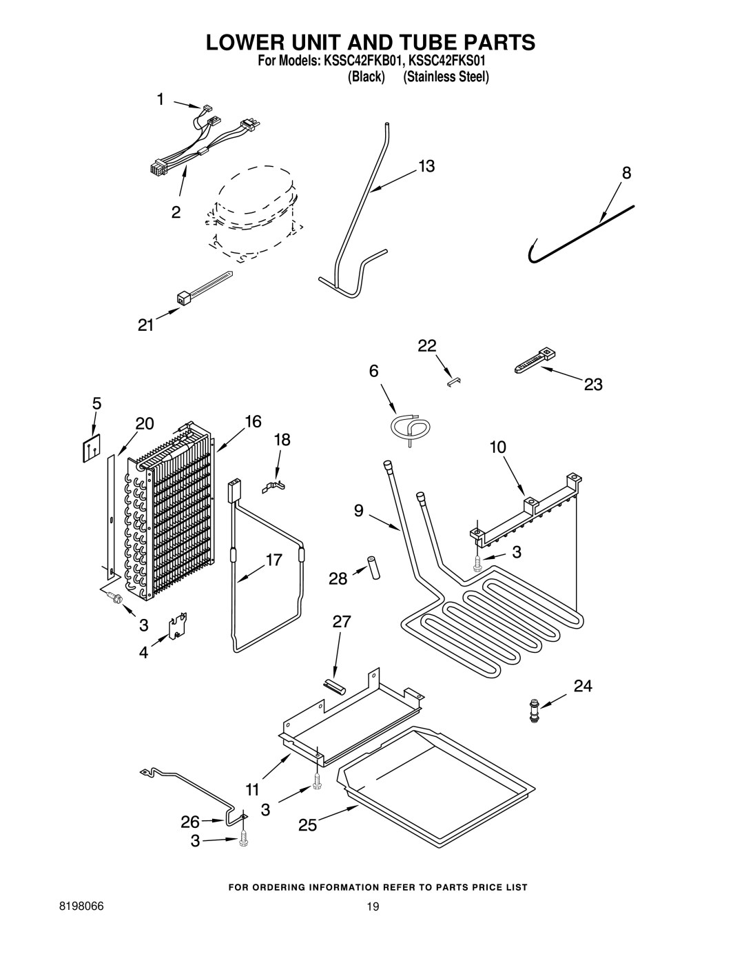 KitchenAid KSSC42FKB01, KSSC42FKS01 manual Lower Unit and Tube Parts 