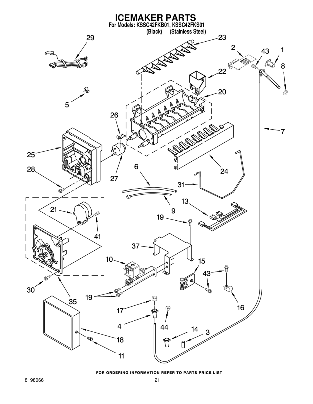 KitchenAid KSSC42FKB01, KSSC42FKS01 manual Icemaker Parts 