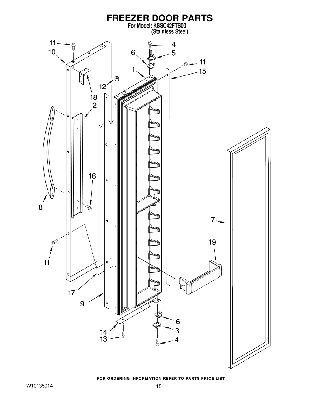 KitchenAid KSSC42FTS00 manual Freezer Door Parts 