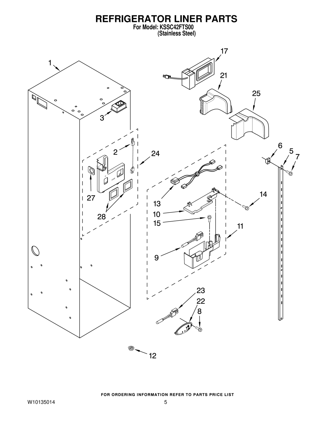 KitchenAid KSSC42FTS00 manual Refrigerator Liner Parts 