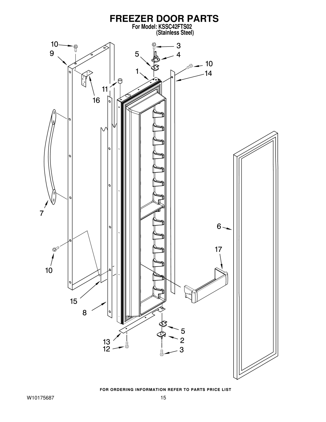 KitchenAid KSSC42FTS02 manual Freezer Door Parts 