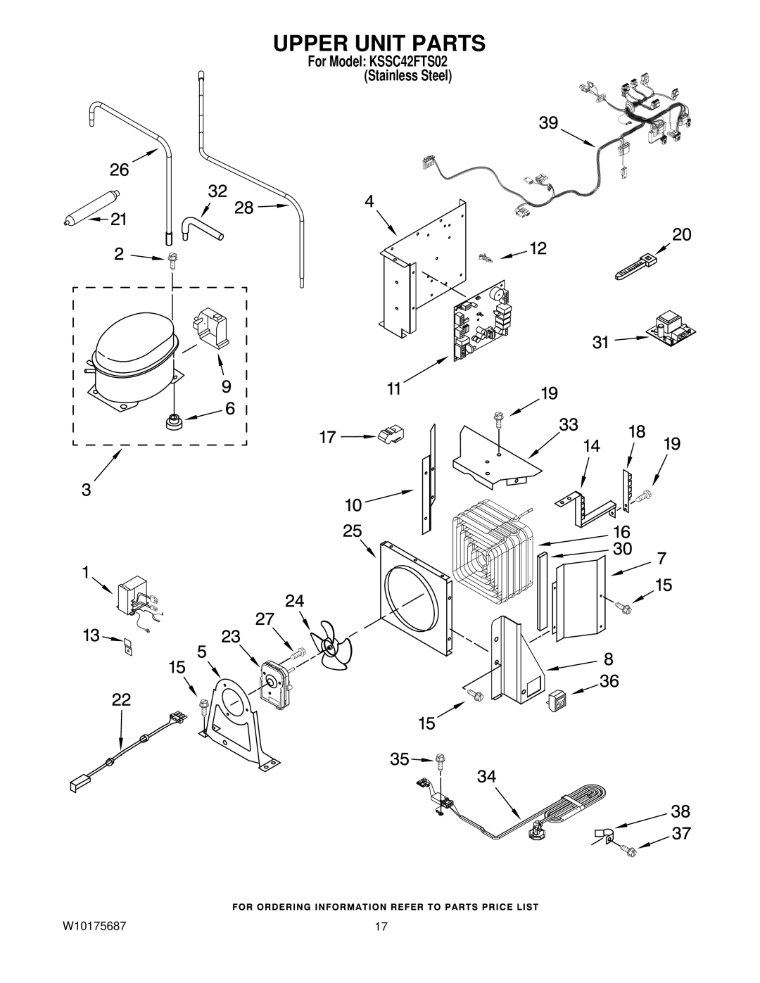 KitchenAid KSSC42FTS02 manual Upper Unit Parts 