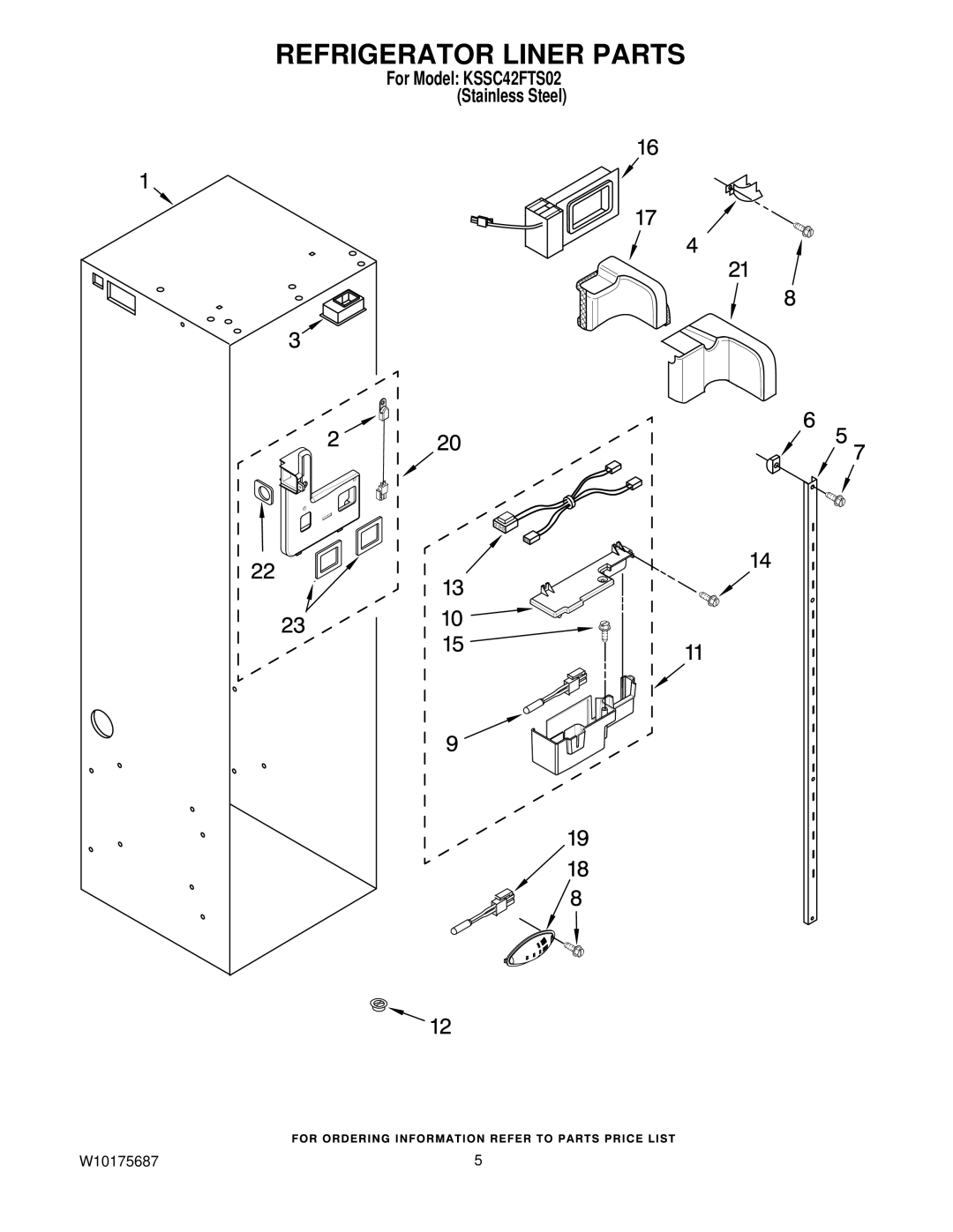 KitchenAid KSSC42FTS02 manual Refrigerator Liner Parts 