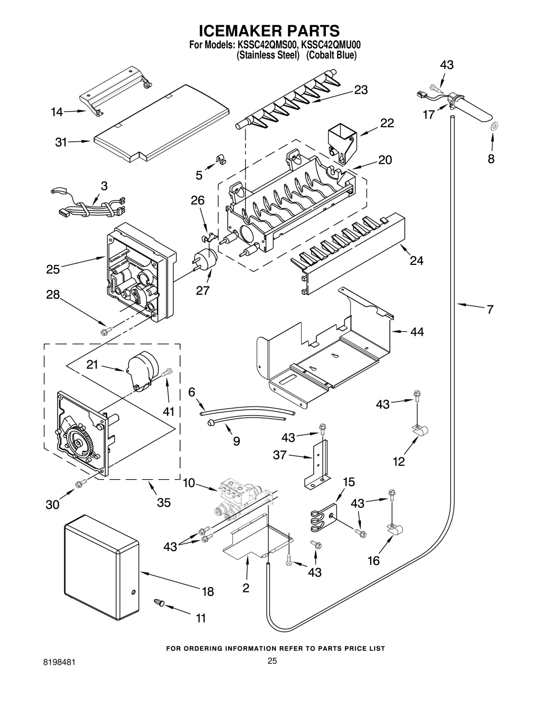 KitchenAid KSSC42QMU00, KSSC42QMS00 manual Icemaker Parts 