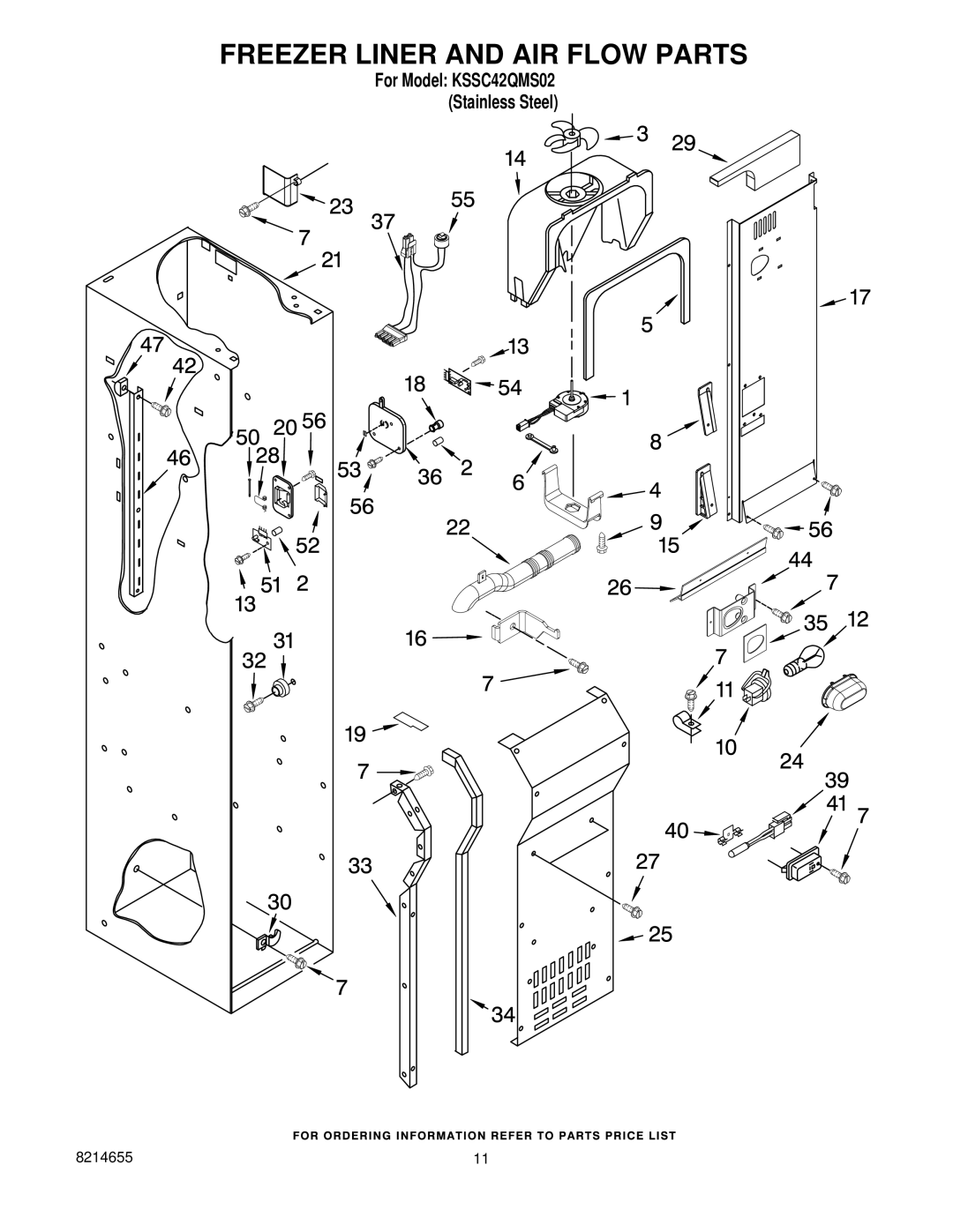 KitchenAid KSSC42QMS02 manual Freezer Liner and AIR Flow Parts 