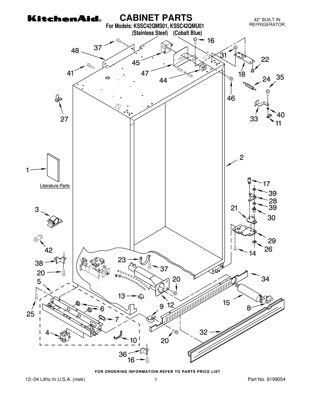 KitchenAid KSSC42QMS01, KSSC42QMU01 manual Cabinet Parts 