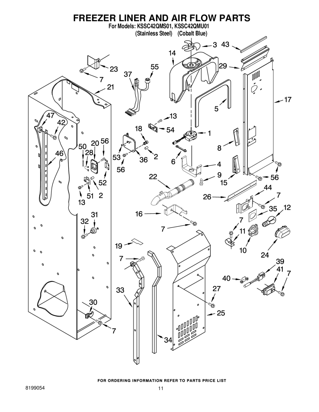 KitchenAid KSSC42QMS01, KSSC42QMU01 manual Freezer Liner and AIR Flow Parts 