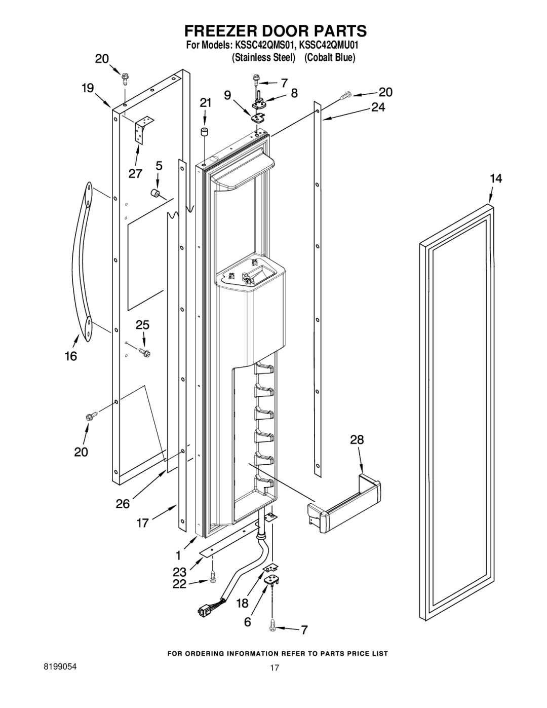 KitchenAid KSSC42QMS01, KSSC42QMU01 manual Freezer Door Parts 